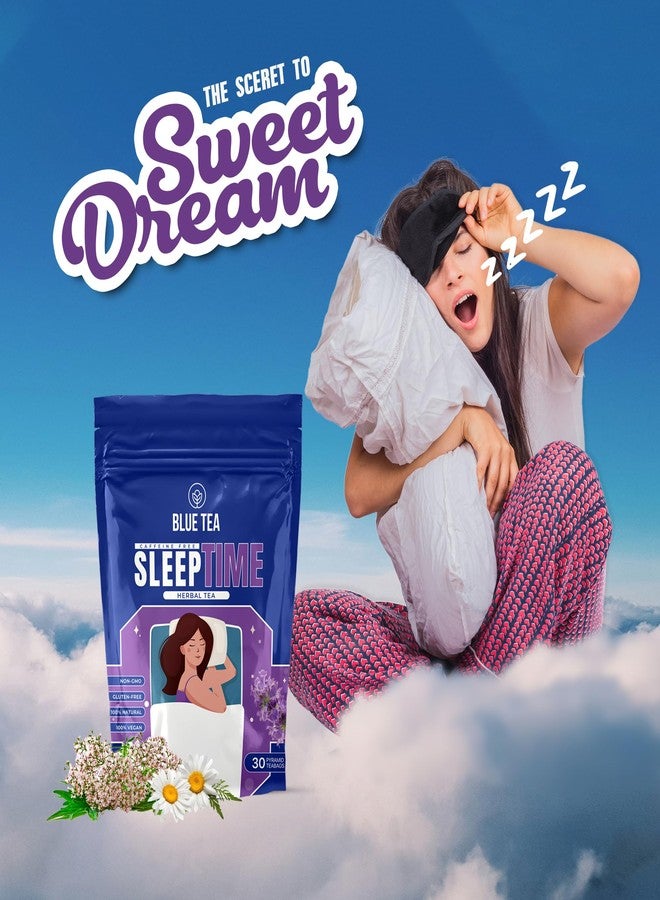 BLUE TEA - Sleep Time Tea - 30 Count - Plant Based Tea Bag | Perfect for Sleep Time | Helps with Insomnia, Snoring - Supports Deep Relaxation - Relieve Stress | Caffeine Free - Gluten Free | Chamomile - Image 5