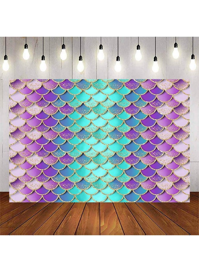 Avezano Mermaid Backdrops For Girls Birthday Glitter Mermaid Scales Princess Baby Shower Party Decorations Photo Booth Studio Props Banner 8X6Ft  - Image 1
