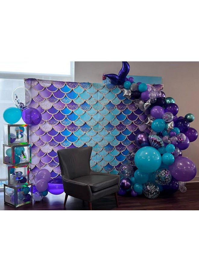 Avezano Mermaid Backdrops For Girls Birthday Glitter Mermaid Scales Princess Baby Shower Party Decorations Photo Booth Studio Props Banner 8X6Ft  - Image 3