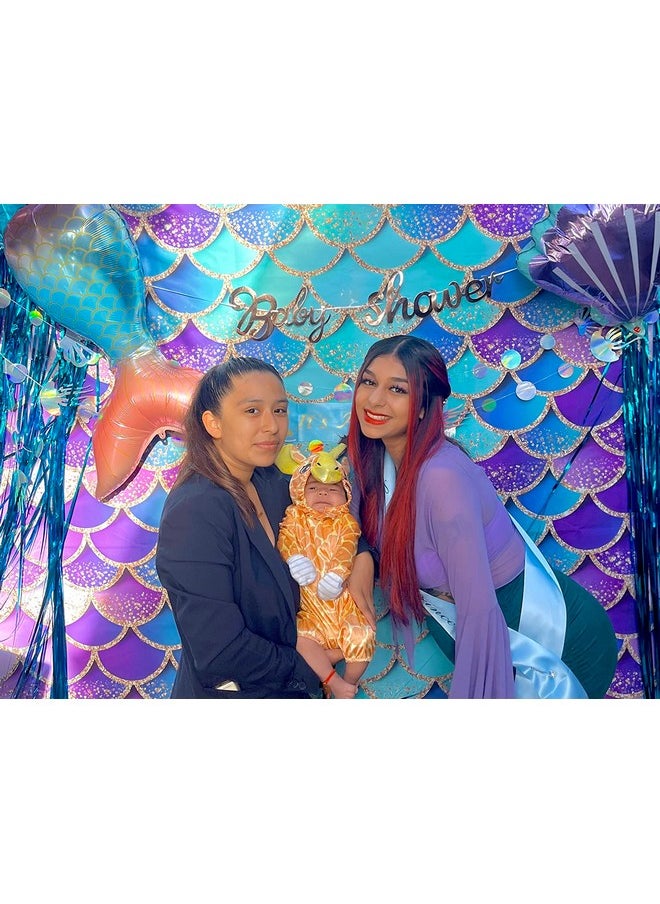Avezano Mermaid Backdrops For Girls Birthday Glitter Mermaid Scales Princess Baby Shower Party Decorations Photo Booth Studio Props Banner 8X6Ft  - Image 2
