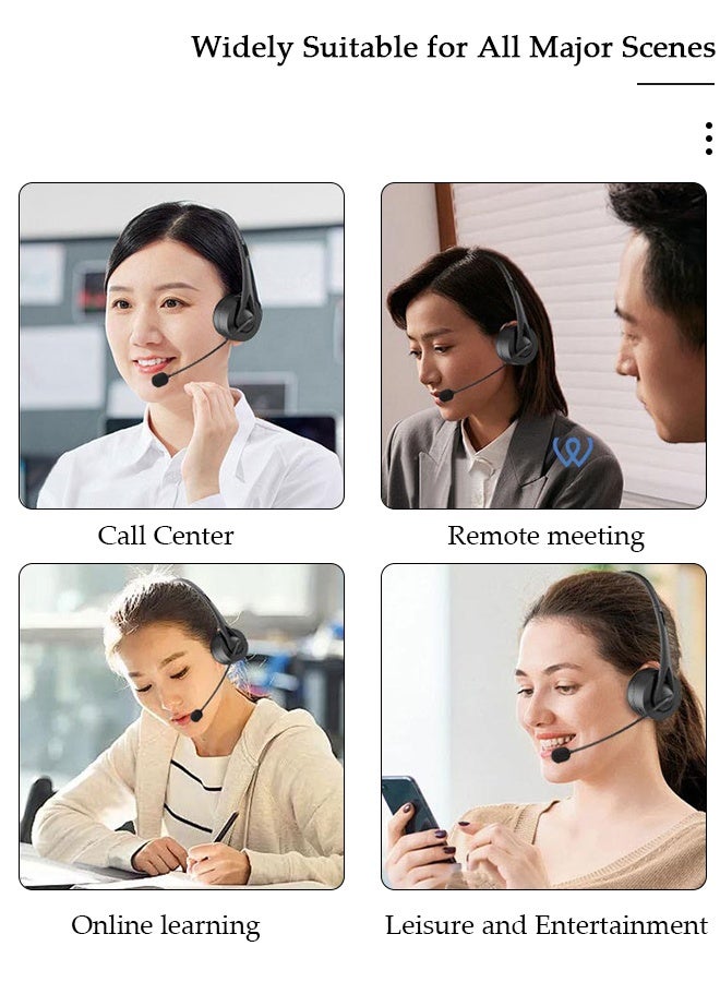 DUNISO Wireless Bluetooth Headset for Business Single Ear  Long Time Talking Headphones with  Boom Mic for Various Conference Software Comfortable Noise Cancelling Headset for PC,Gaming,Call Center,Meeting - Image 3
