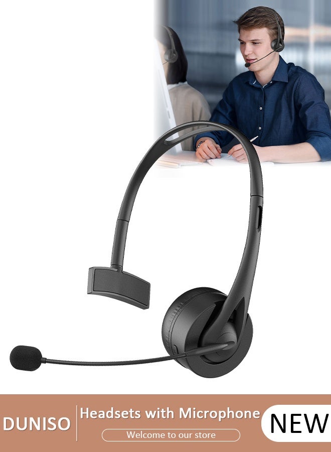 DUNISO Wireless Bluetooth Headset for Business Single Ear  Long Time Talking Headphones with  Boom Mic for Various Conference Software Comfortable Noise Cancelling Headset for PC,Gaming,Call Center,Meeting - Image 1