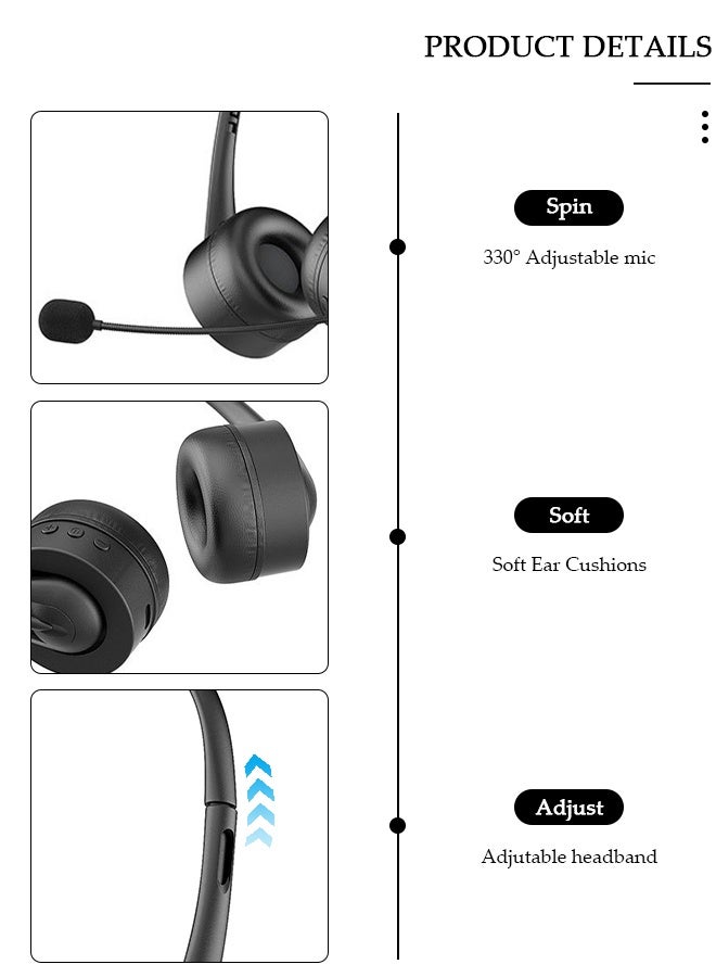 DUNISO Wireless Bluetooth Headset for Business Single Ear  Long Time Talking Headphones with  Boom Mic for Various Conference Software Comfortable Noise Cancelling Headset for PC,Gaming,Call Center,Meeting - Image 5