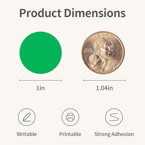 Ouzoustate 1" Green Dot Stickers 1050 PCS Round Circle Stickers Colored Coding Labels - Image 2
