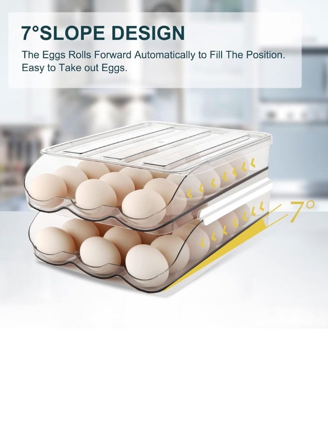 Chase Up 2 Layer Automatically Rolling Egg Holder for Refrigerator - 36 Fresh Storage Container Box for Fridge, Organizer Bin, Clear Plastic Tray - Image 4