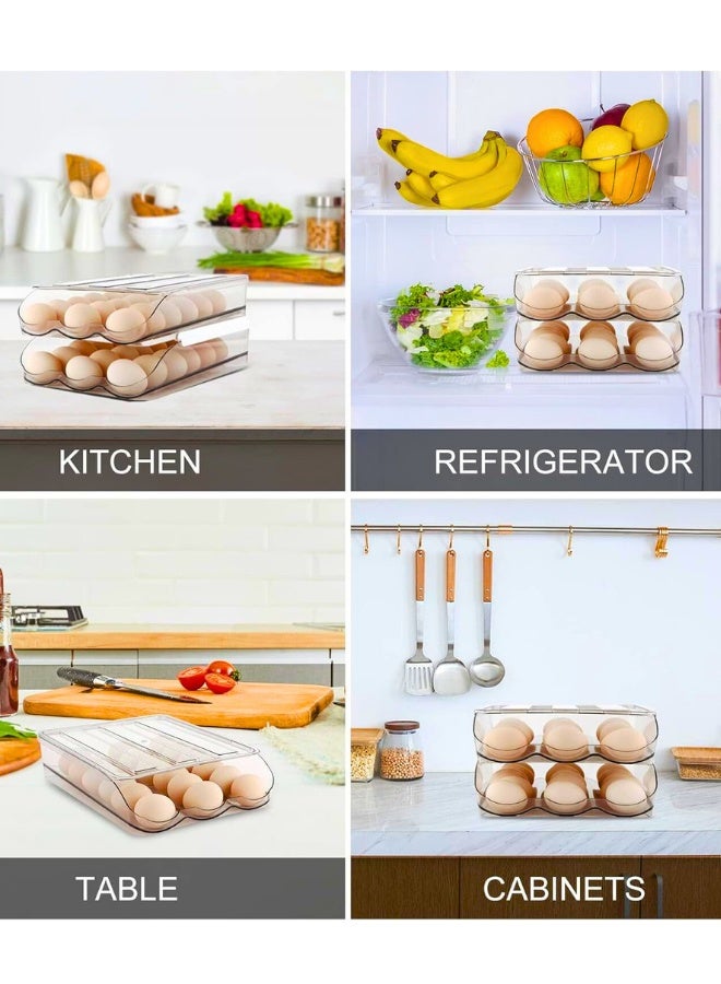 Chase Up 2 Layer Automatically Rolling Egg Holder for Refrigerator - 36 Fresh Storage Container Box for Fridge, Organizer Bin, Clear Plastic Tray - Image 3