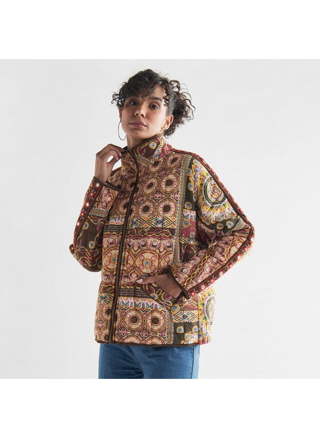 FAV All-Over Print Zip Through Jacket with High Neck and Pockets  - Image 1