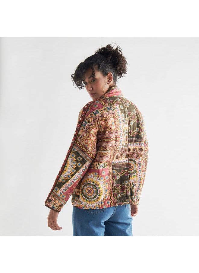 FAV All-Over Print Zip Through Jacket with High Neck and Pockets  - Image 3