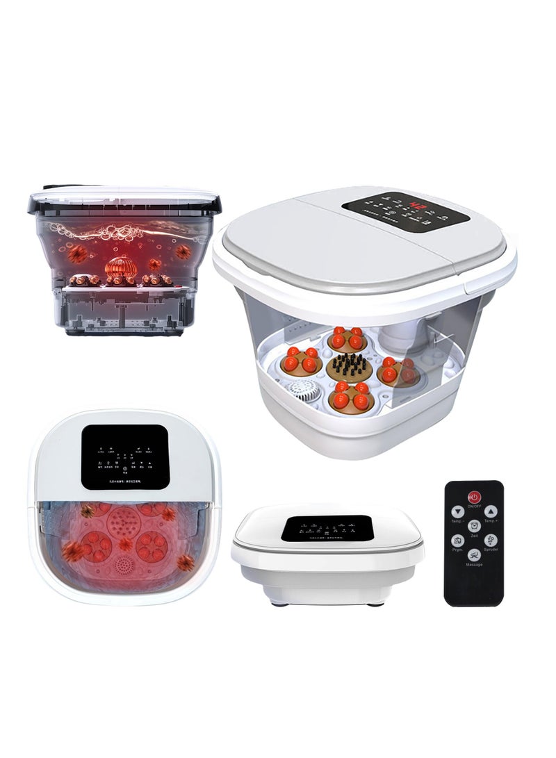 XiuWoo Collapsible Foot Spa Bath Massager with Heat,Electric Rotary Massage Pedicure Feet Soaking Tub, Motorized Shiatsu Massage Balls for Feet Stress Relief - Image 1