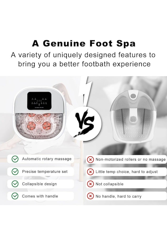 XiuWoo Collapsible Foot Spa Bath Massager with Heat,Electric Rotary Massage Pedicure Feet Soaking Tub, Motorized Shiatsu Massage Balls for Feet Stress Relief - Image 4