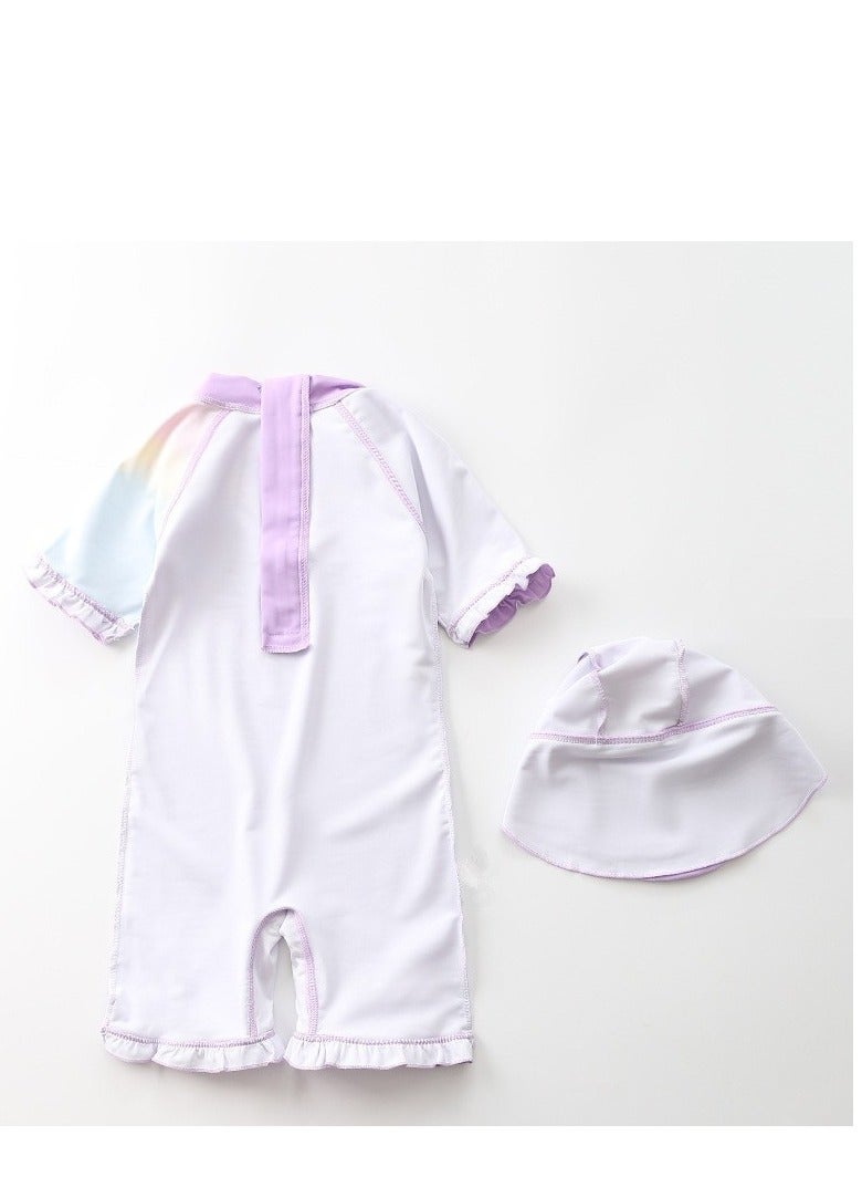 Generic Children's Pony Princess Swimsuit， Long sleeved One Piece Sun Proof kids Swimwear With Swim Cap For Height 70-120cm Girls  - Image 4