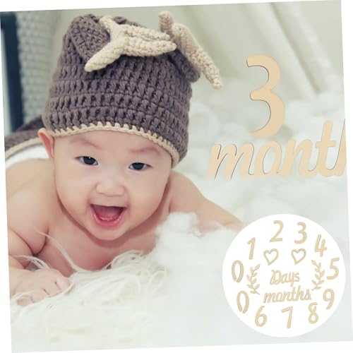 Cliths Wooden Monthly Milestone Cards Newborn Photo Props for Baby Growth Shower, Birth Celebrations Keepsake Monthly Growth Marker Signs Baby Milestone Cards Wooden - Image 4