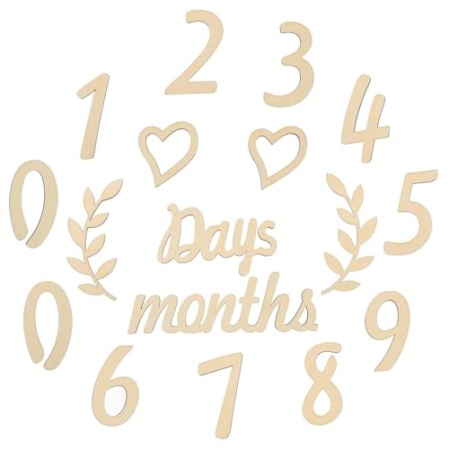 Cliths Wooden Monthly Milestone Cards Newborn Photo Props for Baby Growth Shower, Birth Celebrations Keepsake Monthly Growth Marker Signs Baby Milestone Cards Wooden - Image 1