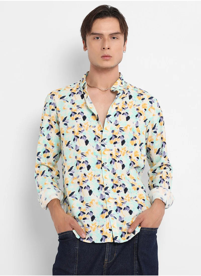 كامبوس سوترا Men's Multicolour Leaf Strokes Shirt