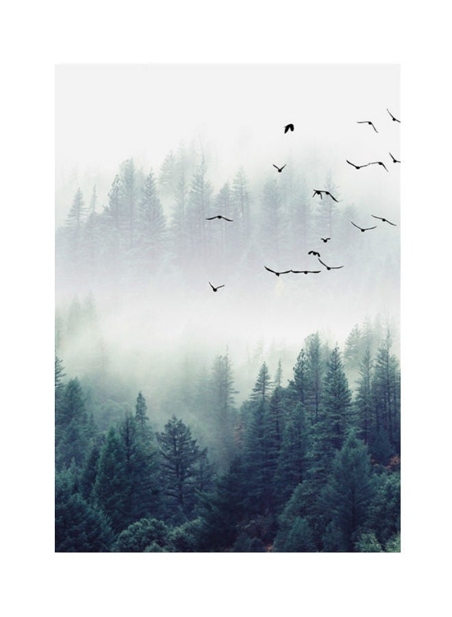 NIBEMINENT 2-Piece Nordic Forest Landscape Wall Art Set Green/White 50 x 70centimeter