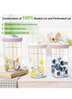 SYOSI Glass Tea Cup with Infuser Lid and Straw Reusable Boba Cup for Smoothies Double Wall Tea Infuser Cup, Leak-Proof Jar with Food Grade Silicone  - Image 5