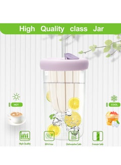 SYOSI Glass Tea Cup with Infuser Lid and Straw Reusable Boba Cup for Smoothies Double Wall Tea Infuser Cup, Leak-Proof Jar with Food Grade Silicone  - Image 2