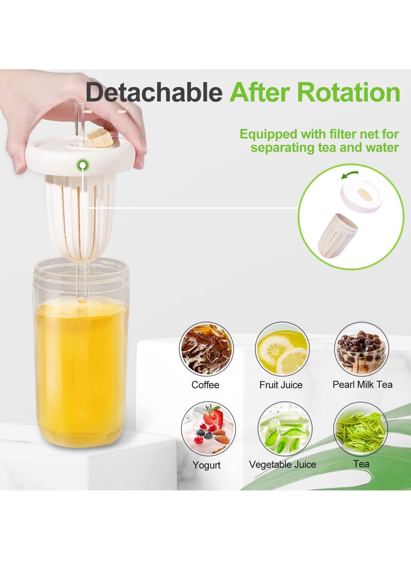 SYOSI - Glass Tea Cup with Infuser Lid and Straw Reusable Boba Cup for Smoothies Double Wall Tea Infuser Cup, Leak-Proof Jar with Food Grade Silicone - Image 1