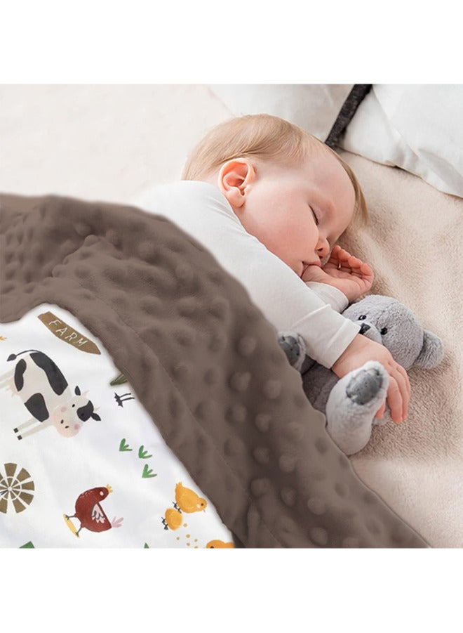 Assperdisc بطانية أطفال 30x40 بوصة، تصميم حيوانات المزرعة الناعمة مع خلفية منقطّة مزدوجة، بطانية للأطفال غير محددة الجنس للمواليد الجدد، سرير الأطفال وعربة الأطفال - Image 2