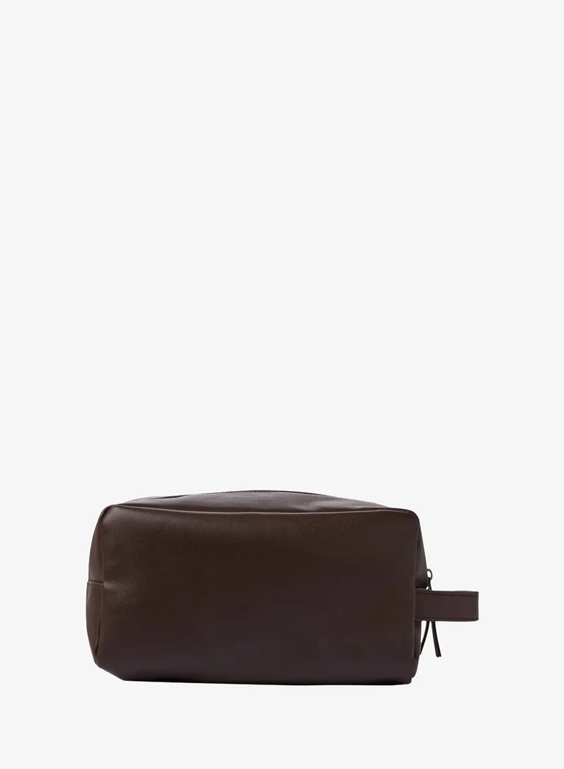 JACK & JONES Brown Stone Tatum Toiletry Bag for Men | Best Price UAE