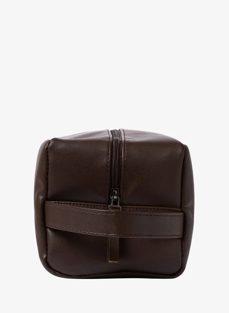 JACK & JONES Brown Stone Tatum Toiletry Bag for Men | Best Price UAE