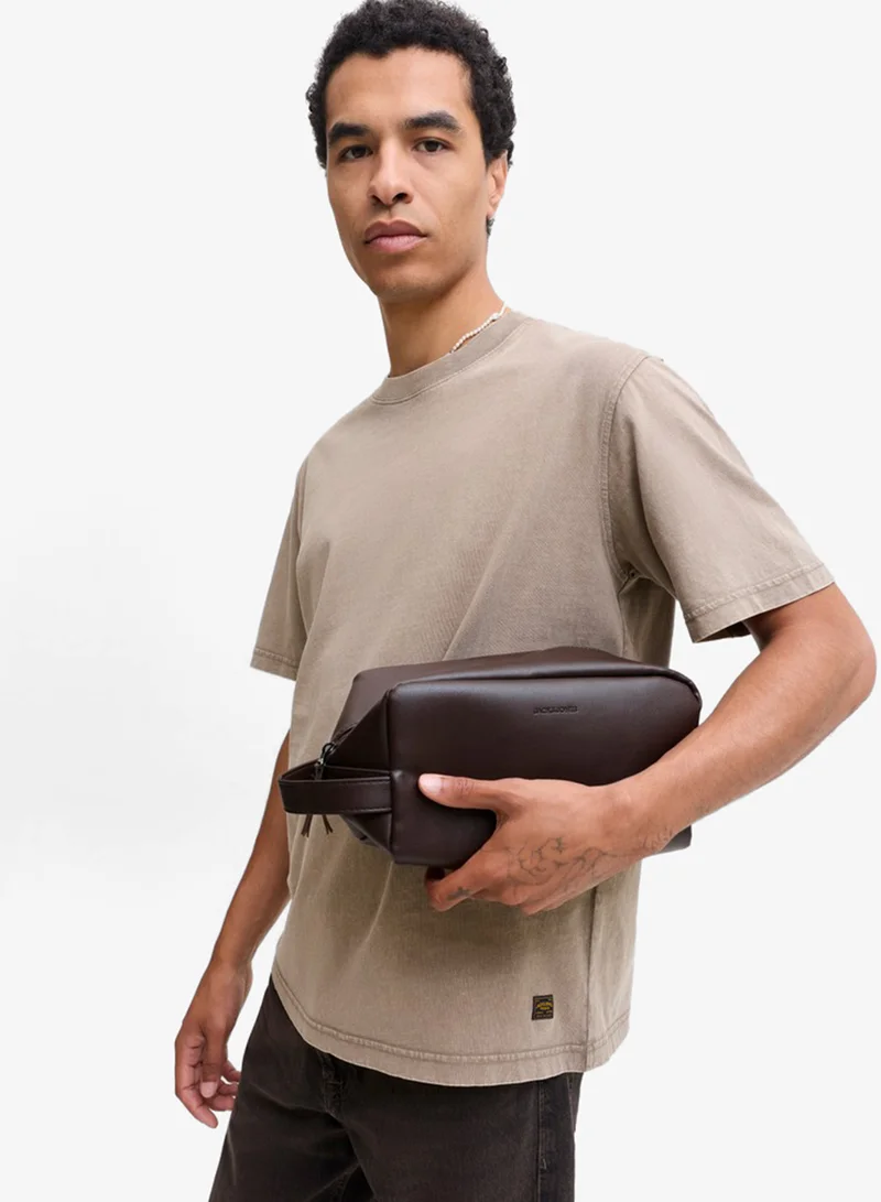 JACK & JONES Brown Stone Tatum Toiletry Bag for Men | Best Price UAE