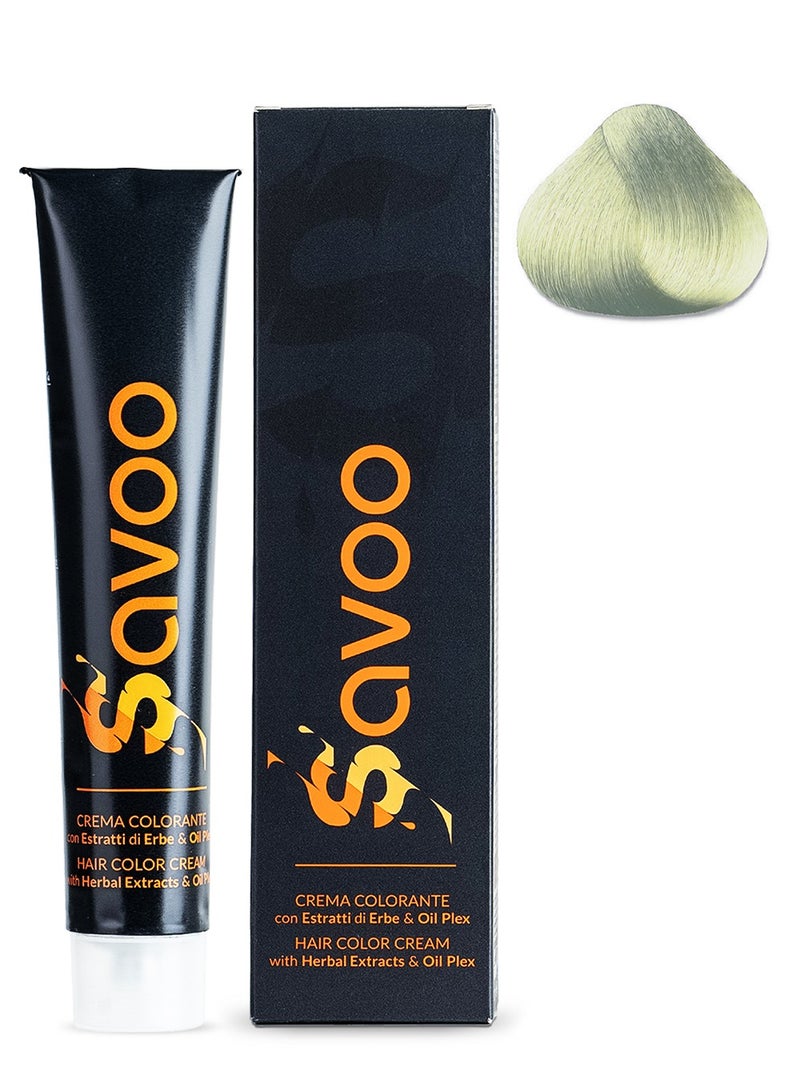 SAVOO Hair Color Cream #11.11 Very Light Grades of Olive – Cool-Toned Permanent Hair Dye with Oil Plex & Plant Extracts | 100ml | Ultra-Light Ash Olive Blonde for Brass Control & Grey Coverage - Image 2