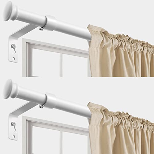 LAKEROD Decorative Curtain Rods for Windows 28 to 50 Inch - 5/8" Heavy Duty Curtain Rods 2 Pack,Basic Window Curtains Rod,Cafe Drapery Rod with Brackets - White - Image 1