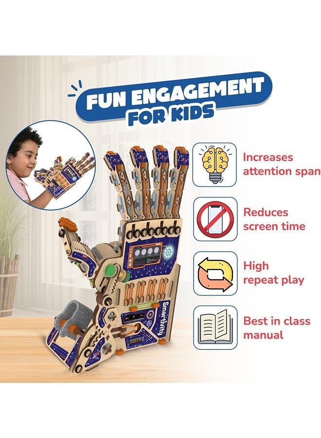 Smartivity Mechanical Hand DIY S.T.E.M Educational Toy (Blue/Beige) for Kids 6+ – Learn Biomimicry, Human Hand Anatomy & Momentum Transfer | Safe Non-Toxic Materials | Indoor Activity Kit - Image 2