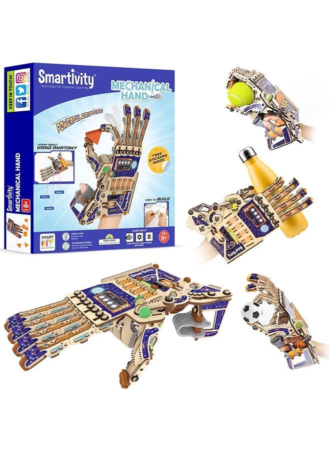 Smartivity Mechanical Hand DIY S.T.E.M Educational Toy (Blue/Beige) for Kids 6+ – Learn Biomimicry, Human Hand Anatomy & Momentum Transfer | Safe Non-Toxic Materials | Indoor Activity Kit - Image 1