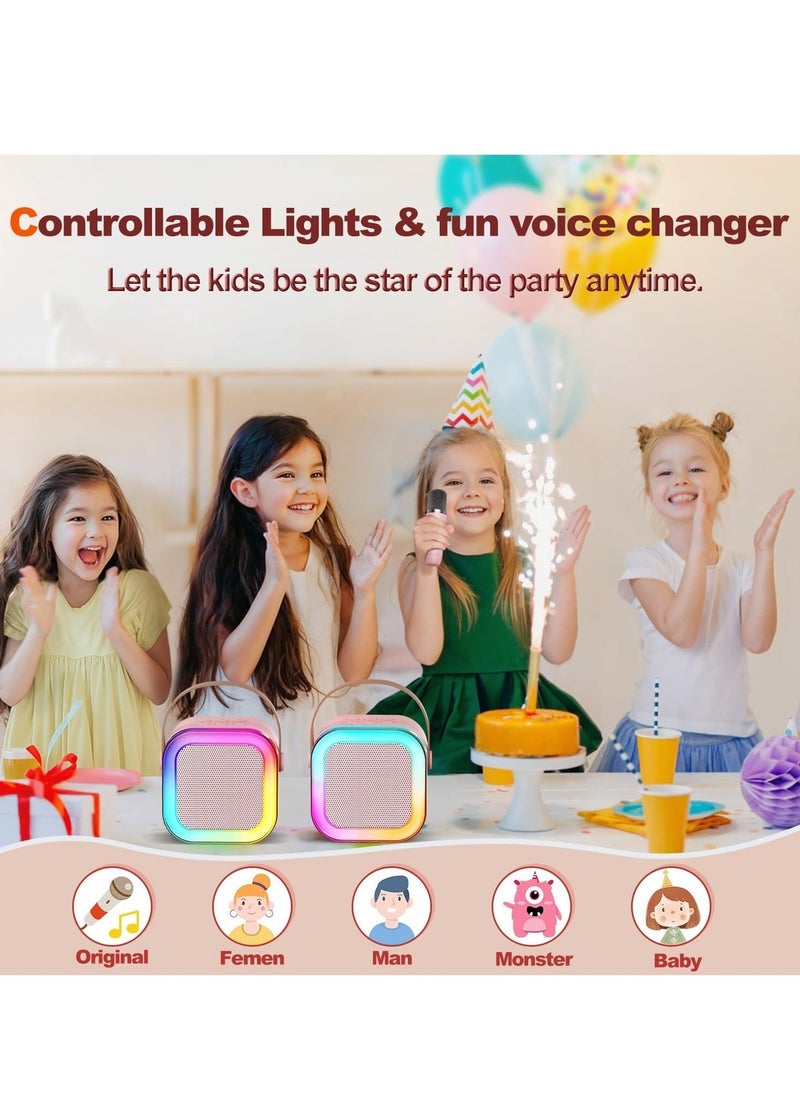 JAJEEK "Karaoke Machine for Kids – Cute & Portable Bluetooth Speaker with Wireless Microphone, Loud Sound, Perfect Birthday Gift for Girls 3-12 Years Old, Beige (Dual Micro-Speakers)" - Image 3
