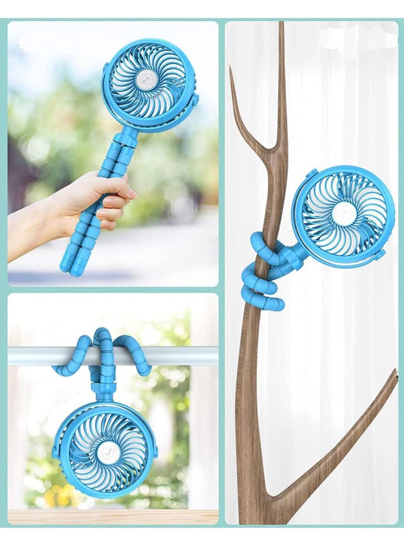 GT-Wheel Mini Handheld Personal Portable Fan, Baby Stroller Fan, Car Seat Fan, Desk Fan, with Flexible Tripod Fix on Stroller Student Bed Bike Crib Car Rides, USB or Battery Powered (Black)  - Image 3