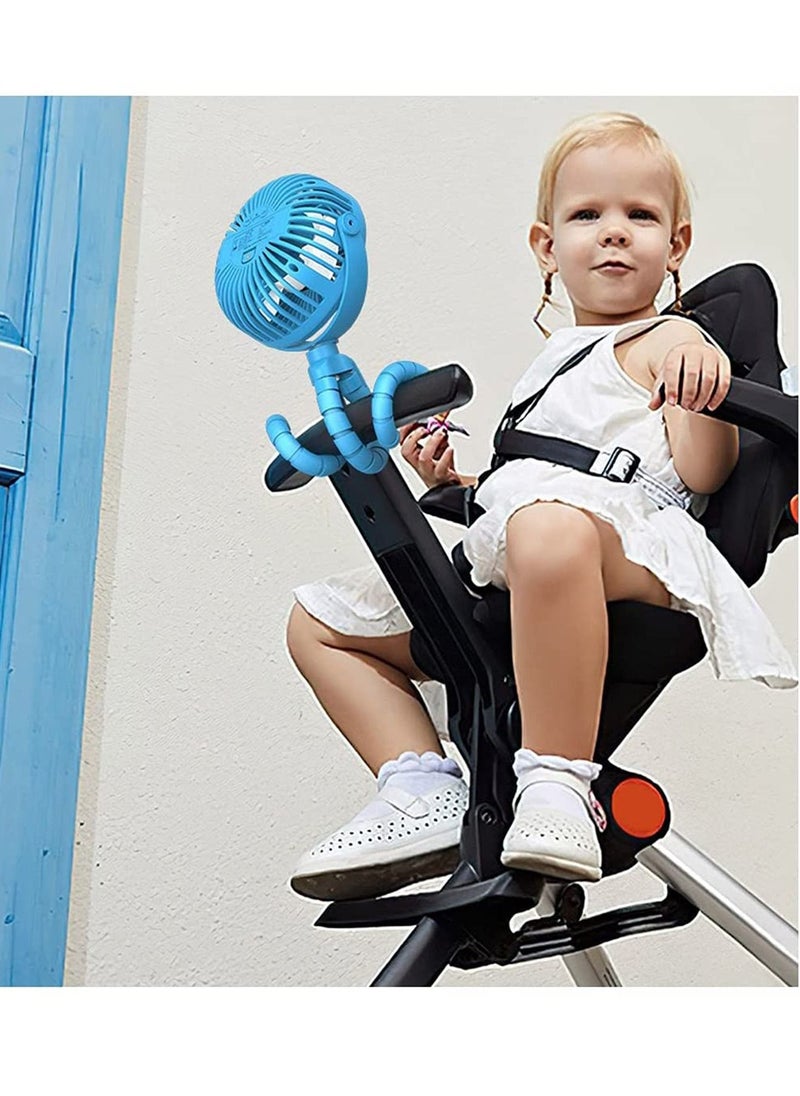 GT-Wheel Mini Handheld Personal Portable Fan, Baby Stroller Fan, Car Seat Fan, Desk Fan, with Flexible Tripod Fix on Stroller Student Bed Bike Crib Car Rides, USB or Battery Powered (Black)  - Image 2
