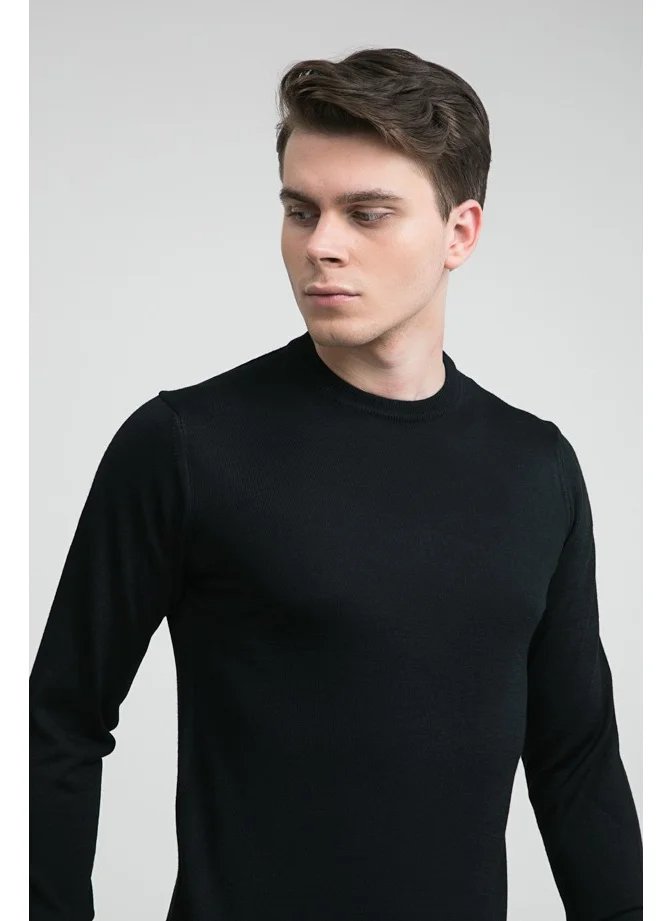 D'S DAMAT Regular Fit Black Plain Knitted Sweater 9HF060632004M