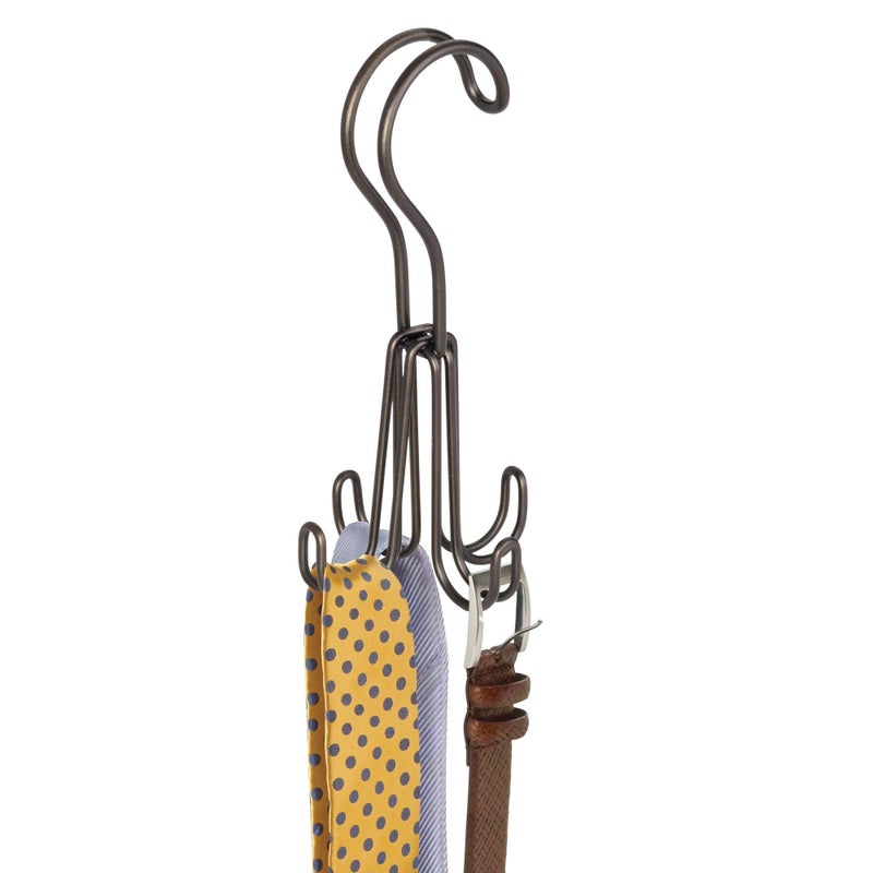 InterDesign iDesign Classico Metal Over the Rod Hooks Closet Accessory Organizer for Ties Belts Scarves Handbags Jewelry 28 x 28 x 65 Bronze