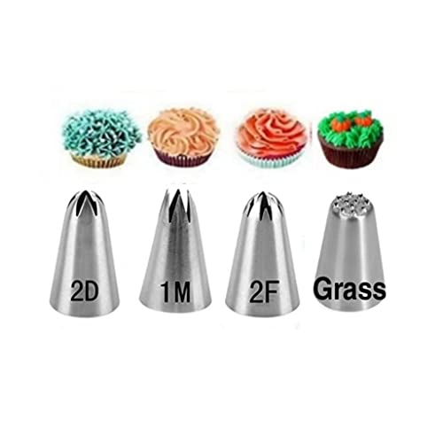 Perfect Pricee 2F 2D 1M Grass DIY Cream Rose Flower Piping Nozzles Stainless Steel Cupcake Pastry Tips Nozzle Bakery Cake Decoration Tool Set - Image 1