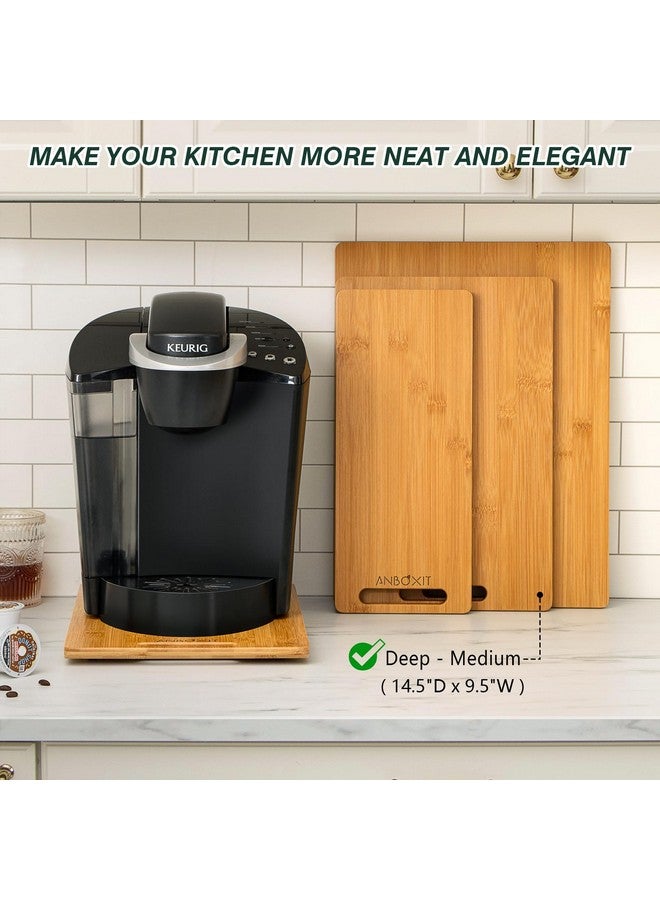 ANBOXIT Bamboo Appliance Slider, Sliding Tray for Coffee Maker, Kitchen Countertop Appliance Rolling Tray, Coffee Pot Slider Tray with Rubber Wheels, Deep - Medium (14.5"D x 9.5"W) - Image 3