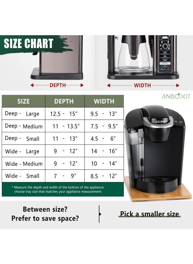 ANBOXIT Bamboo Appliance Slider, Sliding Tray for Coffee Maker, Kitchen Countertop Appliance Rolling Tray, Coffee Pot Slider Tray with Rubber Wheels, Deep - Medium (14.5"D x 9.5"W) - Image 4