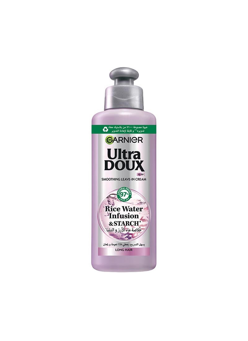 garnier Ultra Doux Smoothing  Leave-In Cream with Rice Water & Starch Extract - 200 ml - Image 1