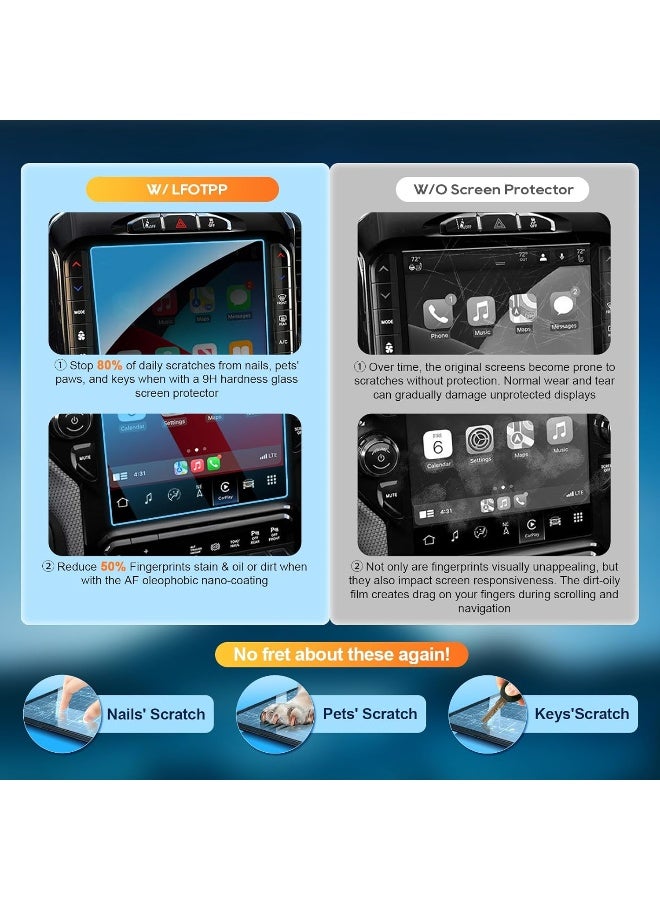 LFOTPP Premium Screen Protector for 2019-2021 2022 2023 Dodge RAM 1500 2500 3500 Laramie Longhorn Limited Uconnect 12 Inch Tempered Glass Navigation Screen Protector Scratch-Resistant Protective Film - Image 2