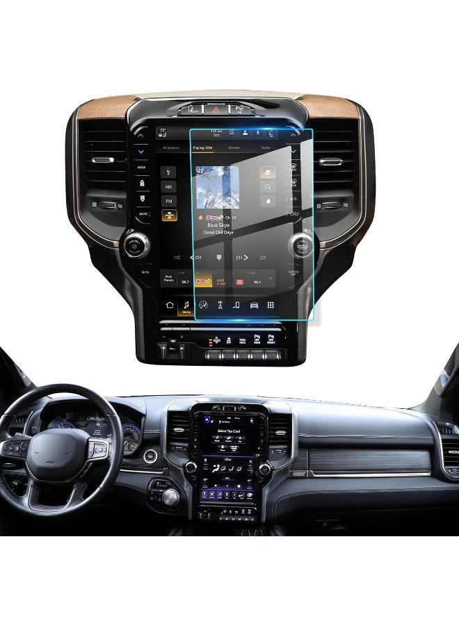 LFOTPP Premium Screen Protector for 2019-2021 2022 2023 Dodge RAM 1500 2500 3500 Laramie Longhorn Limited Uconnect 12 Inch Tempered Glass Navigation Screen Protector Scratch-Resistant Protective Film - Image 1