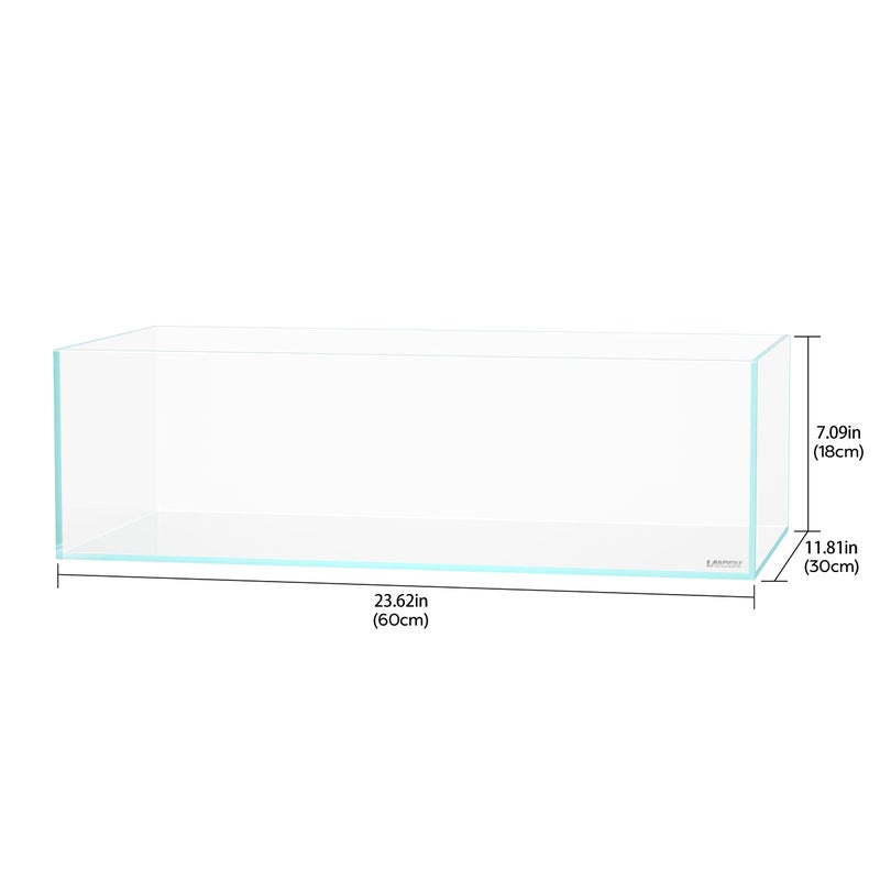 LANDEN 60S 7.9 Gal Shallow Aquarium Tank, Shallow Fish Tank, Rimless Low Iron Tank W23.6Ã—D11.8Ã—H7.1 in(60x30x18cm); 5mm Thickness Aquascape Fish Tank, Black Leveling Mat Included - Image 2