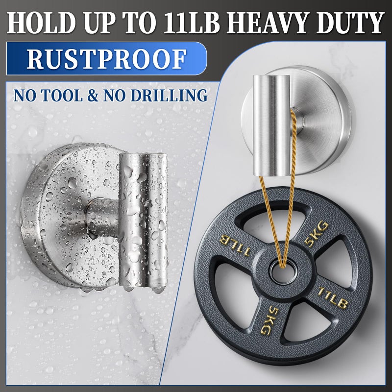 warlve Suction Cup Hooks No Drill Stainless Steel Shower Hooks Towel Hook Robe Hook Heavy Duty on Smooth and Non-Porous Surfaces in Bathrooms Kitchen Bedroom (2, Brushed Nickel) - Image 2