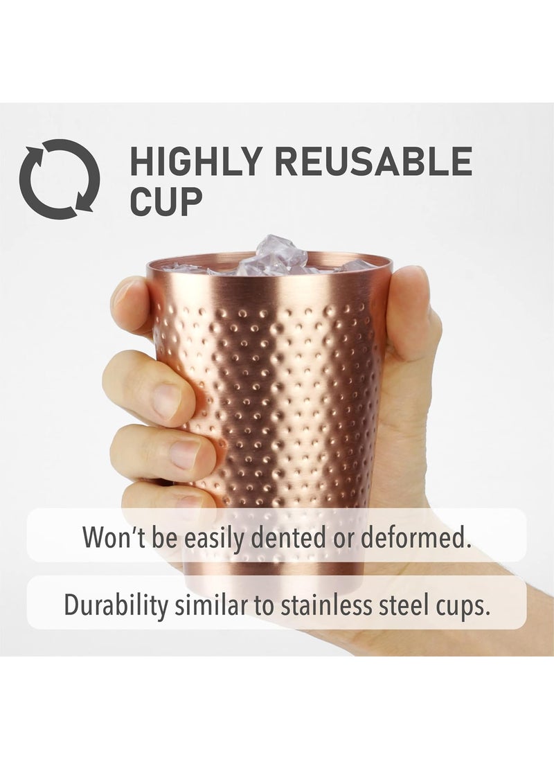 Arora Aluminum Metal Cups for Drinks Metal Anodized Hammered Copper Color Tumblers Set of 6 Aluminum Drinking Cups for Cocktail Drink Beer Bar Party Gifts 16oz  - Image 4