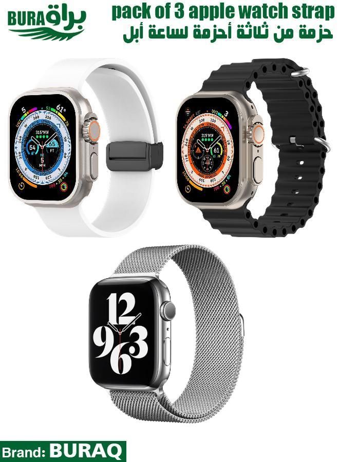 BURAQ Apple Watch Band Strap For Apple Watch Ultra 2/Ultra 49mm, Series 10 46mm, 9/8/7 45mm, SE2/SE/6/5/4 44mm, 3/2/1 42mm