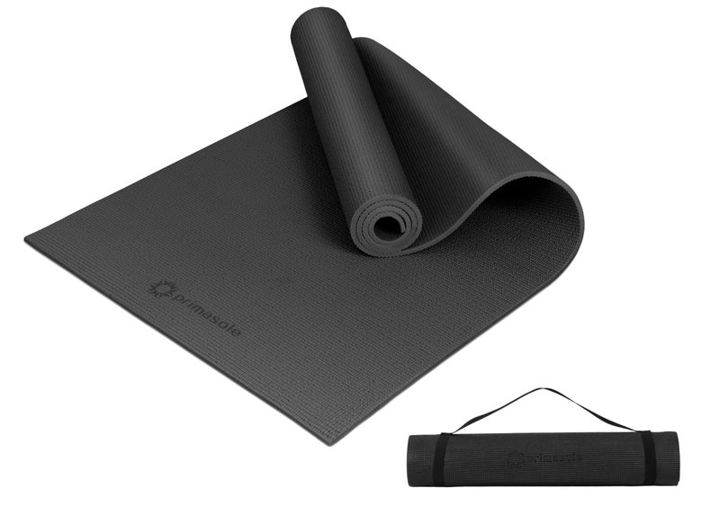 Primasole Yoga Mat with Carry Strap for Yoga Pilates Fitness and Floor Workout at Home and Gym 14 thick Black Color PSS91NH004A