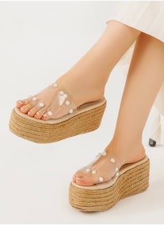 LIFESTYLISH Slipper Wedge Burlap Transparent - S-17 