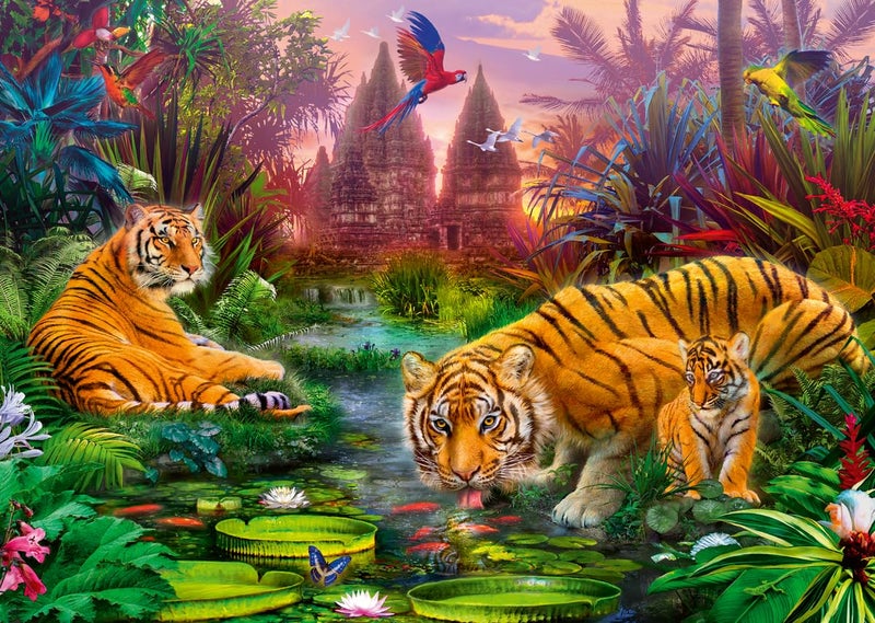 Wonder Forge Tiger Family 1000 Piece Jigsaw Puzzle For Adults | Unique  Perfectly-Fitting Pieces | Fun  Vibrant Imagery |   Exclusive - Image 1