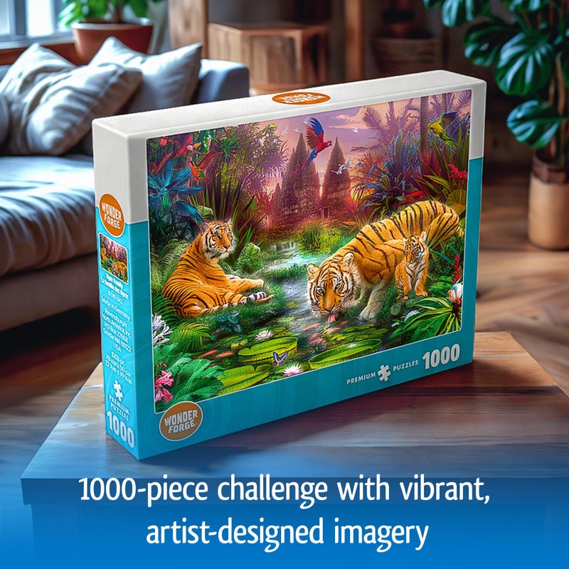 Wonder Forge Tiger Family 1000 Piece Jigsaw Puzzle For Adults | Unique  Perfectly-Fitting Pieces | Fun  Vibrant Imagery |   Exclusive - Image 3
