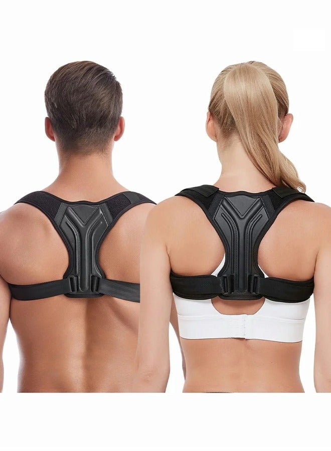 Back Correction Strap, Adjustable Posture Corrector Spine Straightener for Relief of Neck Shoulder Pain Develop Good Seated Standing for Men Women Elderly Teens (1PCS Black, L) - Image 1